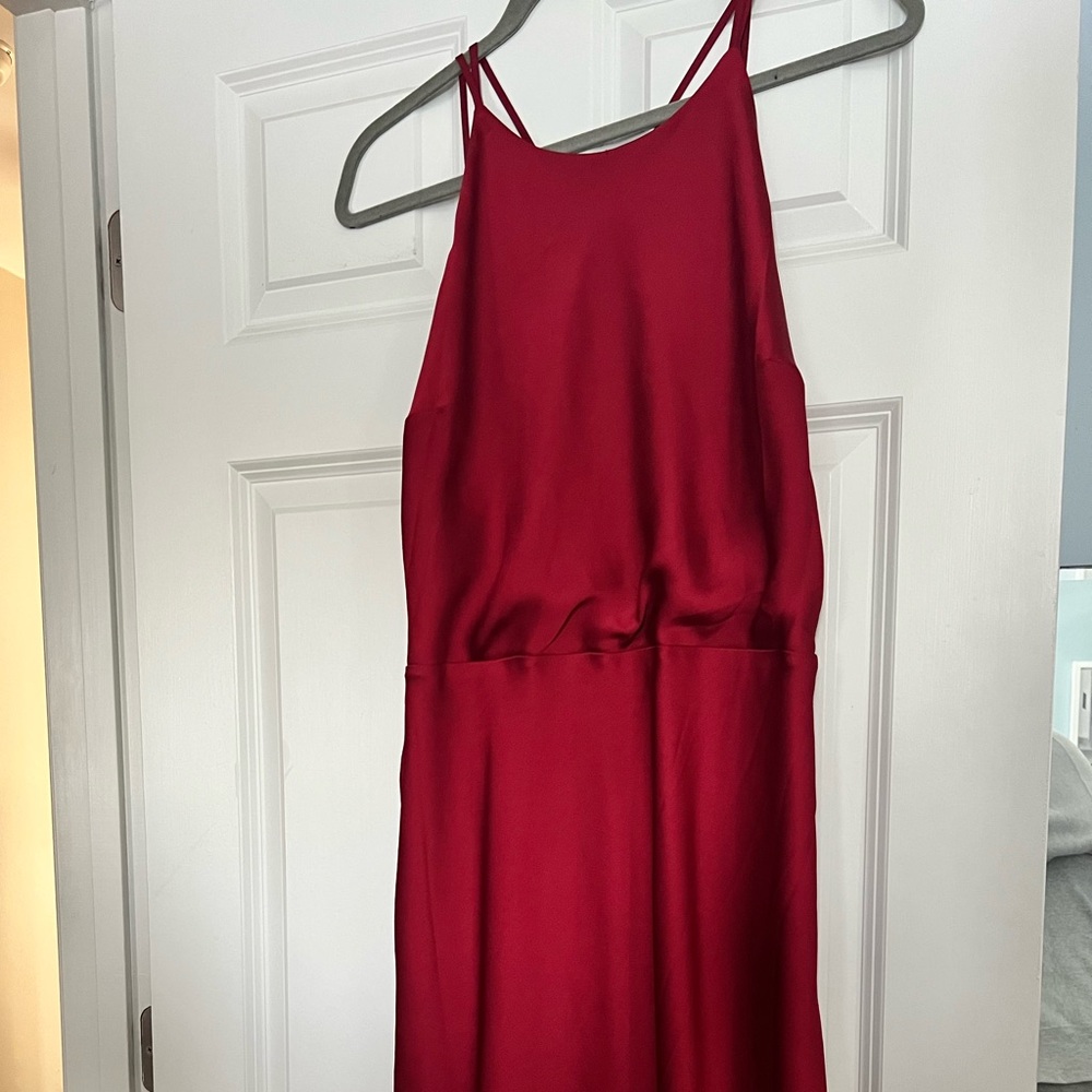 Express Vibrant Red Midi Backless Dress